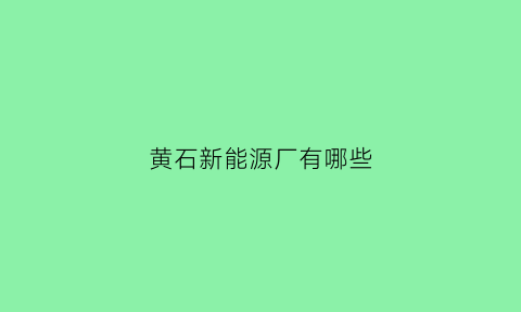 黄石新能源厂有哪些