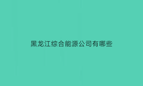 黑龙江综合能源公司有哪些