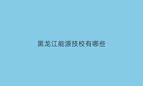 黑龙江能源技校有哪些(黑龙江能源职业技术学院排名)