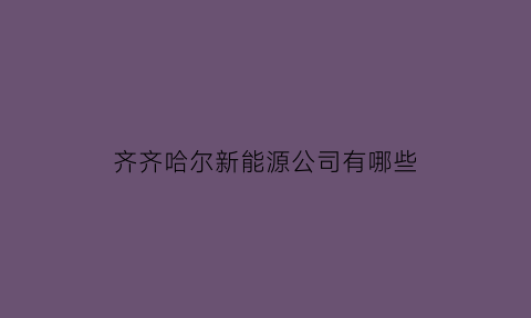 齐齐哈尔新能源公司有哪些