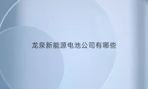 龙泉新能源电池公司有哪些