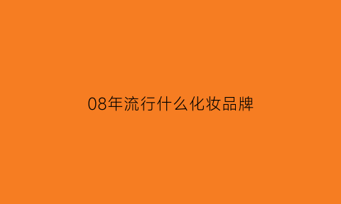 08年流行什么化妆品牌(2008年最流行的发型)