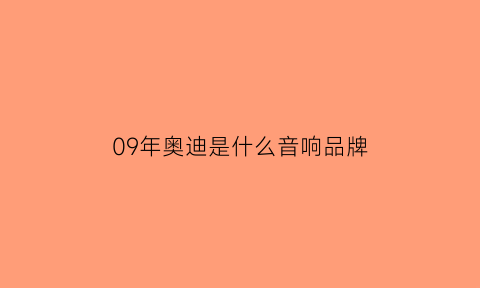 09年奥迪是什么音响品牌(09年奥迪配置参数)