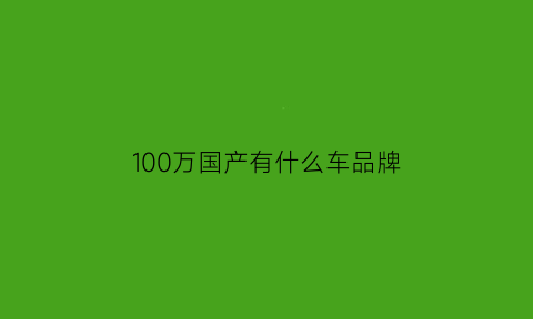 100万国产有什么车品牌(国产100多万的车)