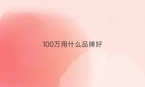 100万用什么品牌好(100万买什么suv最有档次)