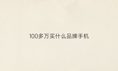 100多万买什么品牌手机(100多万的手机)