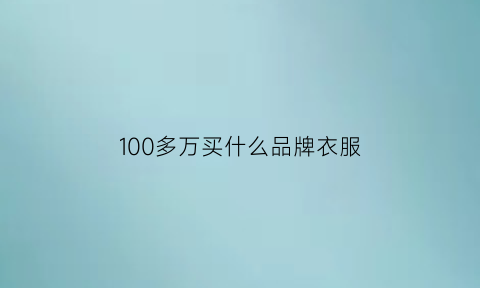 100多万买什么品牌衣服