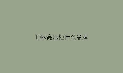 10kv高压柜什么品牌