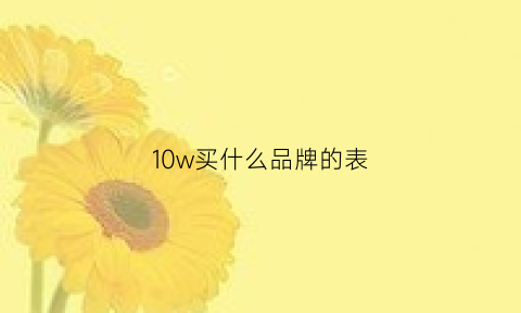 10w买什么品牌的表(10w买什么品牌的表比较好)