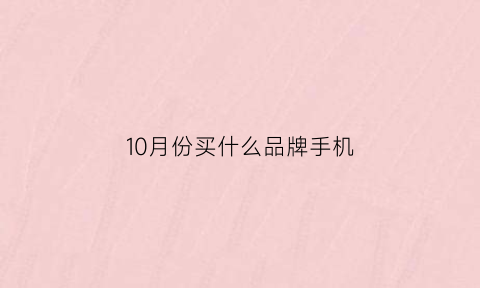 10月份买什么品牌手机(10月份买什么手机好)