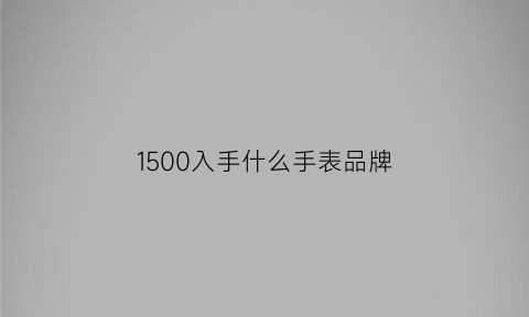 1500入手什么手表品牌(1500左右什么手表好)