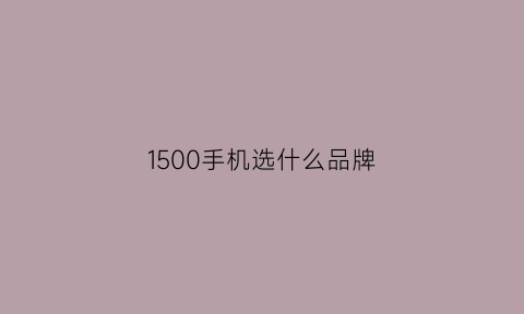 1500手机选什么品牌