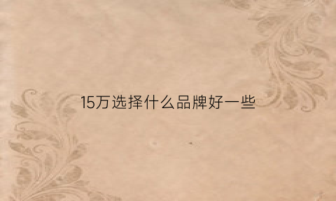 15万选择什么品牌好一些(15万选择什么品牌好一些呢)