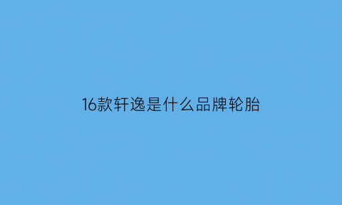 16款轩逸是什么品牌轮胎