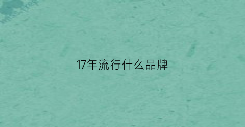 17年流行什么品牌(17年什么最火)