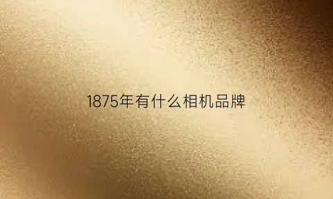 1875年有什么相机品牌