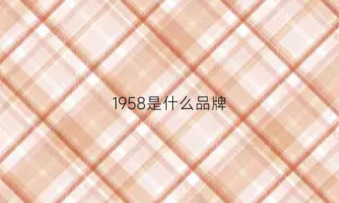 1958是什么品牌(1958是什么鞋子)