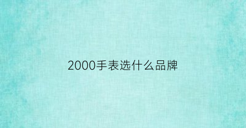 2000手表选什么品牌(2000手表选什么品牌好)