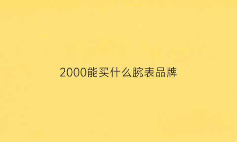 2000能买什么腕表品牌