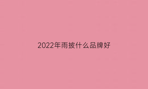 2022年雨披什么品牌好