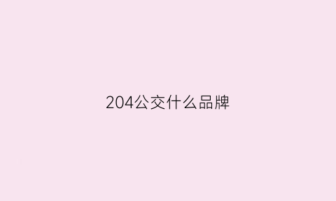 204公交什么品牌(204公交车站台位置)