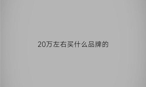 20万左右买什么品牌的(20万左右买什么品牌的车最好)