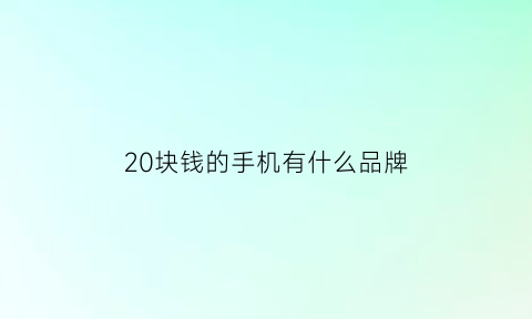 20块钱的手机有什么品牌(20元的手机有哪些)