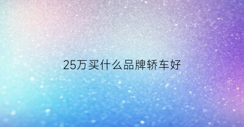 25万买什么品牌轿车好(25万买什么品牌轿车好呢)