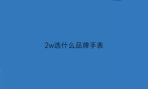 2w选什么品牌手表(2万左右手表推荐)