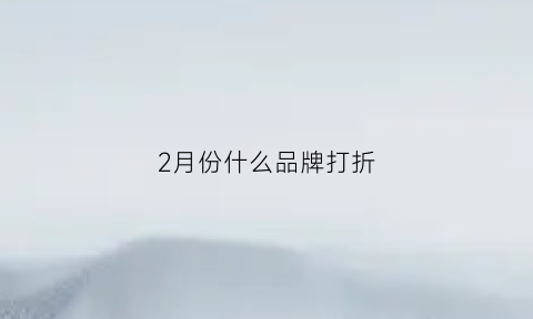 2月份什么品牌打折