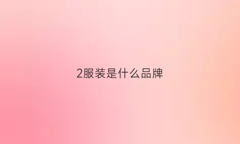 2服装是什么品牌(有个衣服牌子带2的叫什么)