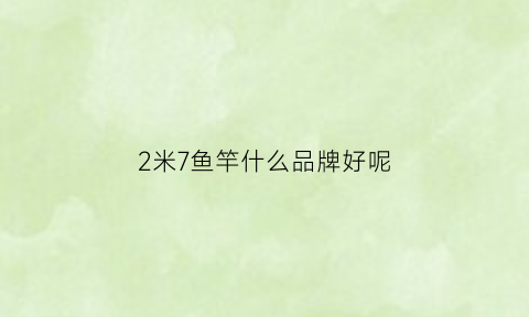 2米7鱼竿什么品牌好呢(27米鱼竿推荐一下)