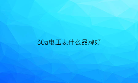 30a电压表什么品牌好(30a是多少伏)