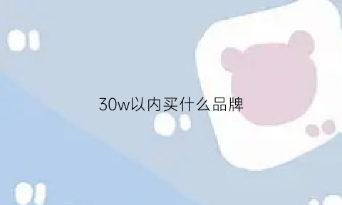 30w以内买什么品牌