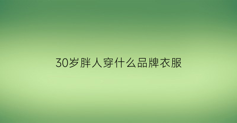 30岁胖人穿什么品牌衣服(30岁胖人穿什么品牌衣服好)