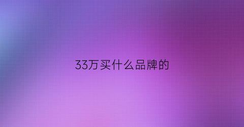 33万买什么品牌的(33万买什么品牌的车)