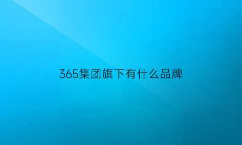 365集团旗下有什么品牌(365集团董事长)