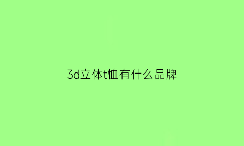 3d立体t恤有什么品牌(3d立体t恤有什么品牌的)