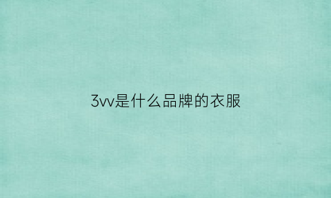 3vv是什么品牌的衣服(3v是什么意思)