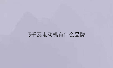 3千瓦电动机有什么品牌