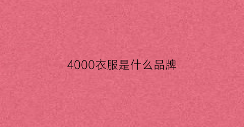 4000衣服是什么品牌(4000的t恤)
