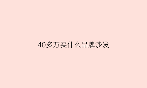 40多万买什么品牌沙发(40多万预算买什么suv)