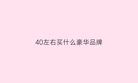 40左右买什么豪华品牌(四十左右的suv买哪款)