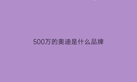 500万的奥迪是什么品牌(奥迪500多万的车)