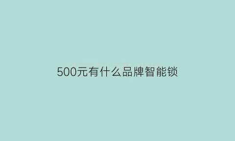 500元有什么品牌智能锁(五六百的智能锁怎么样)