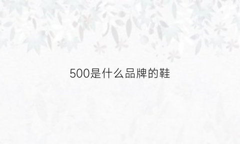 500是什么品牌的鞋(500元的鞋子算贵吗)