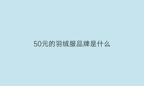 50元的羽绒服品牌是什么