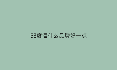 53度酒什么品牌好一点(白酒53度口感好喝的哪个品牌)