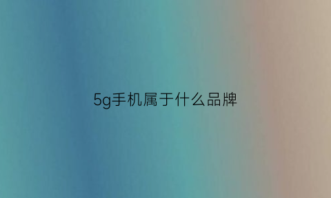 5g手机属于什么品牌(5g手机属于什么品牌的)