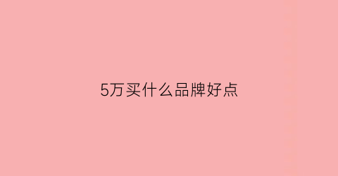 5万买什么品牌好点(五万元预算买什么车好)